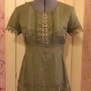 Olive green 100% cotton Victorian style top
